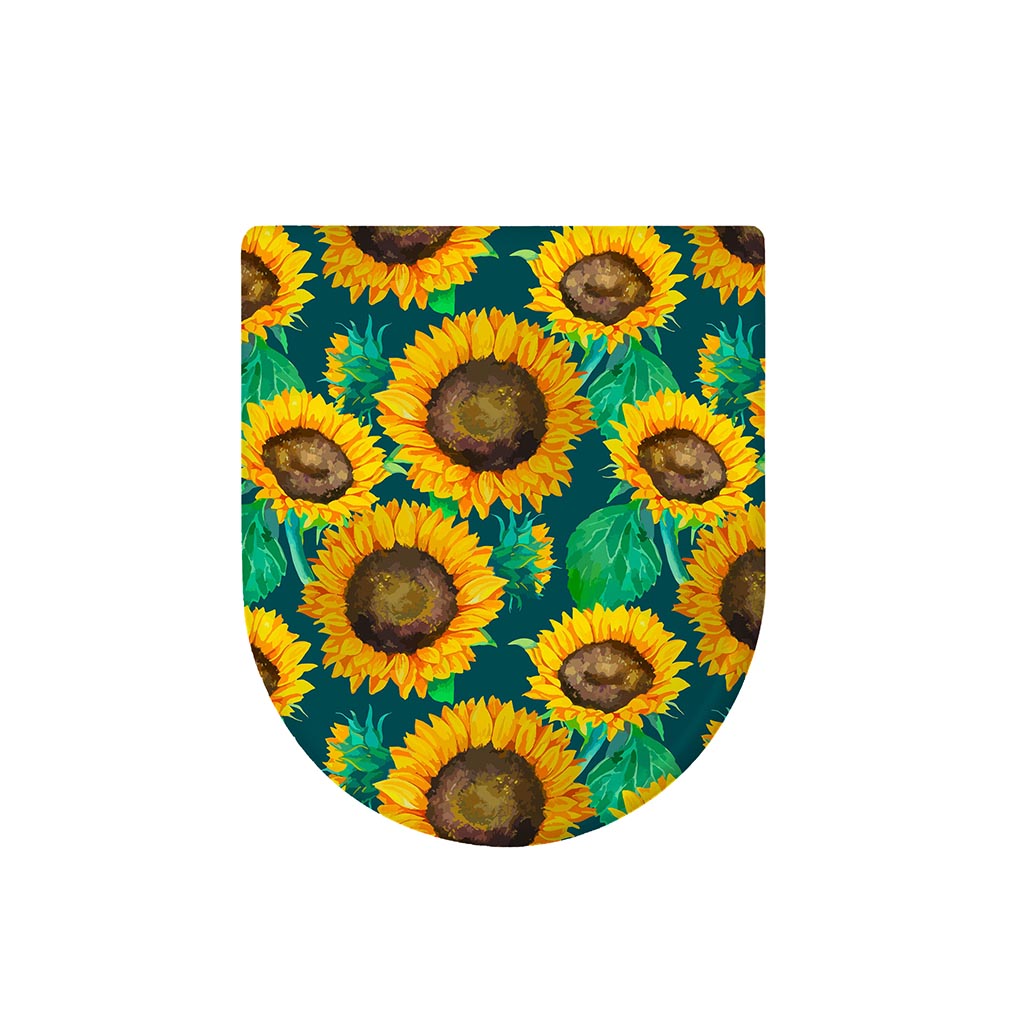 Green Watercolor Sunflower Pattern Print Toilet Lid Cover