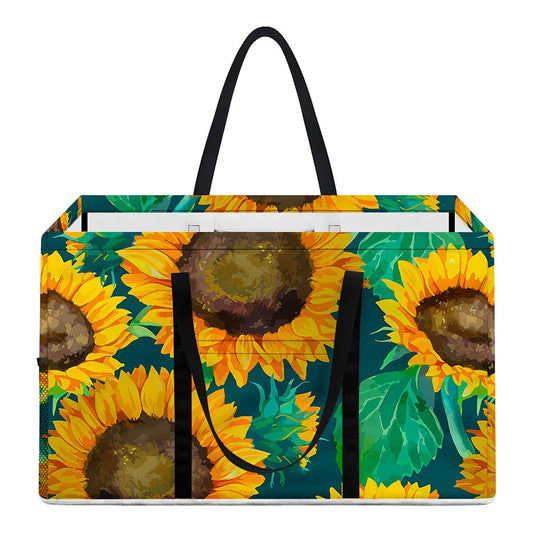 Green Watercolor Sunflower Pattern Print Utility Tote Bag