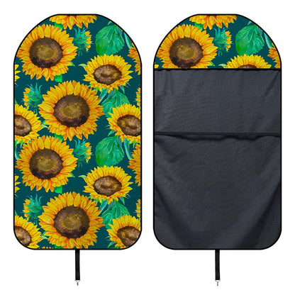 Green Watercolor Sunflower Pattern Print Waterproof Car Seat Cover