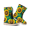 Green Watercolor Sunflower Pattern Print Winter Boots