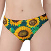 Green Watercolor Sunflower Pattern Print Women's Panties