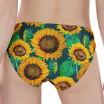 Green Watercolor Sunflower Pattern Print Women's Panties