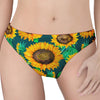 Green Watercolor Sunflower Pattern Print Women's Thong