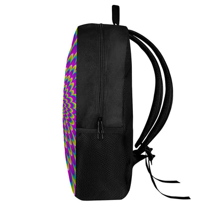 Green Wave Moving Optical Illusion 17 Inch Backpack