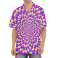 Green Wave Moving Optical Illusion Aloha Shirt