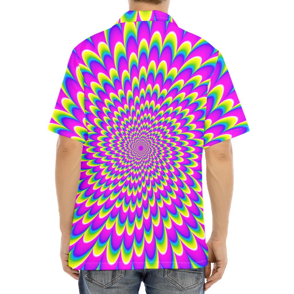 Green Wave Moving Optical Illusion Aloha Shirt