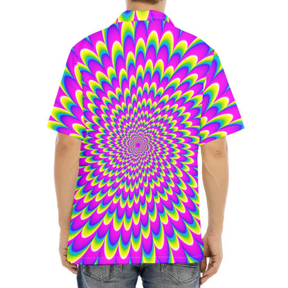 Green Wave Moving Optical Illusion Aloha Shirt
