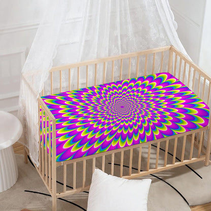 Green Wave Moving Optical Illusion Baby Crib Sheet