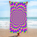 Green Wave Moving Optical Illusion Beach Towel