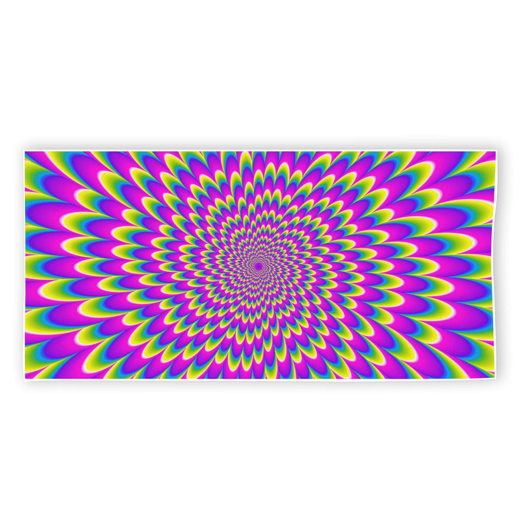 Green Wave Moving Optical Illusion Beach Towel