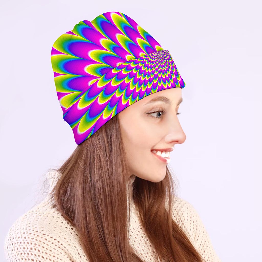 Green Wave Moving Optical Illusion Beanie