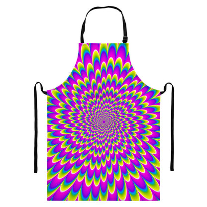 Green Wave Moving Optical Illusion Bib Apron With Pocket