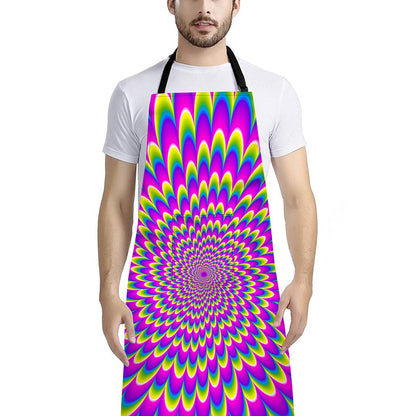 Green Wave Moving Optical Illusion Bib Apron With Pocket