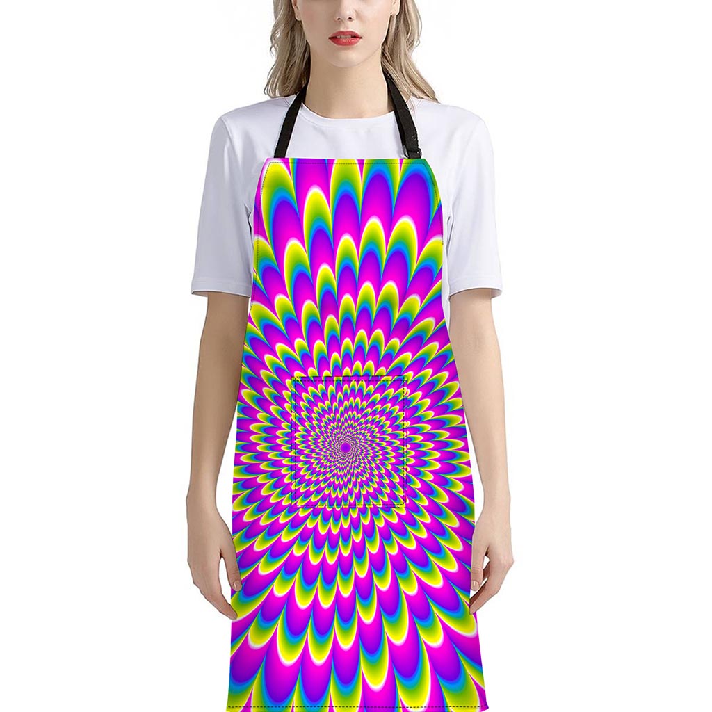 Green Wave Moving Optical Illusion Bib Apron With Pocket