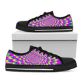 Green Wave Moving Optical Illusion Black Low Top Sneakers