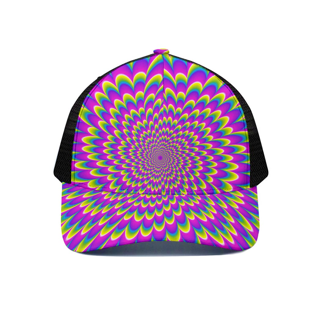 Green Wave Moving Optical Illusion Black Mesh Trucker Cap