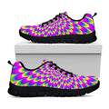 Green Wave Moving Optical Illusion Black Running Shoes