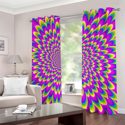 Green Wave Moving Optical Illusion Blackout Grommet Curtains