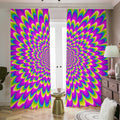 Green Wave Moving Optical Illusion Dimout Pencil Pleat Curtains