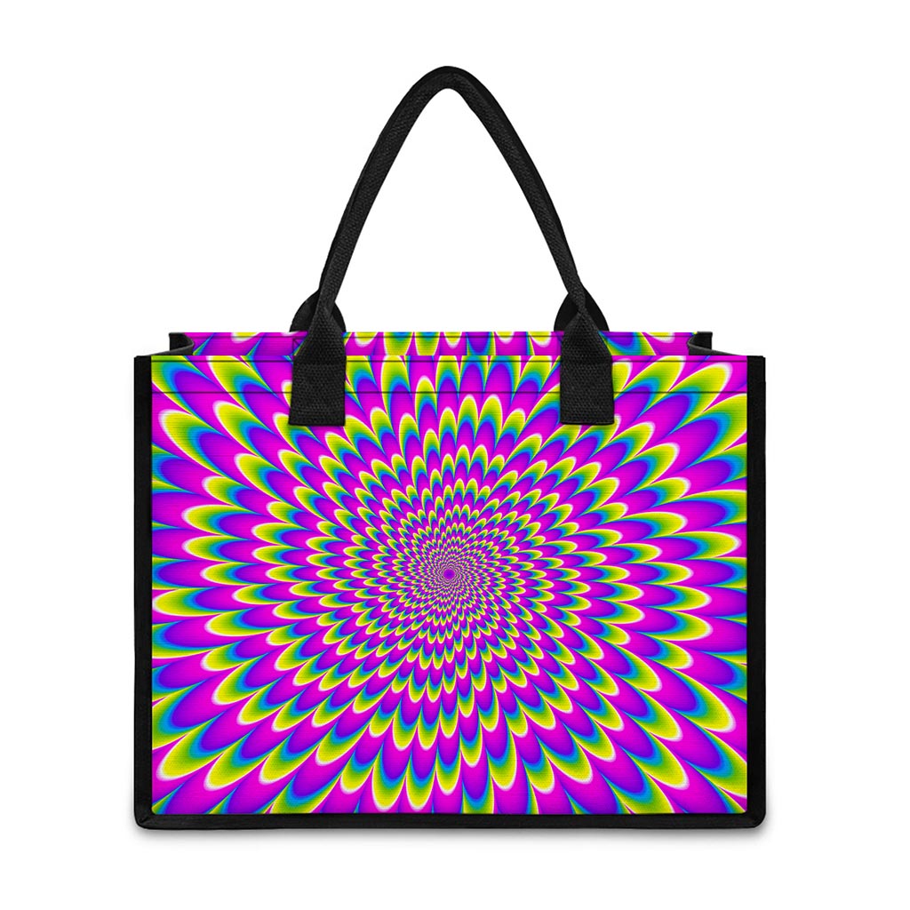 Green Wave Moving Optical Illusion Canvas Tote Bag