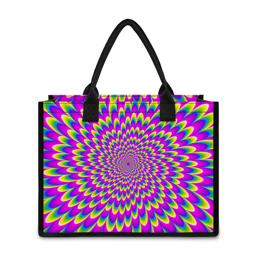 Green Wave Moving Optical Illusion Canvas Tote Bag