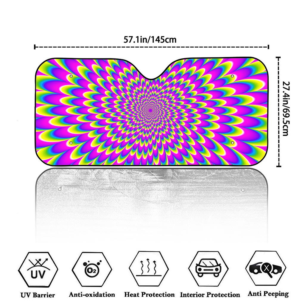 Green Wave Moving Optical Illusion Car Windshield Sun Shade