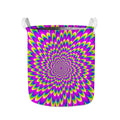 Green Wave Moving Optical Illusion Collapsible Laundry Basket