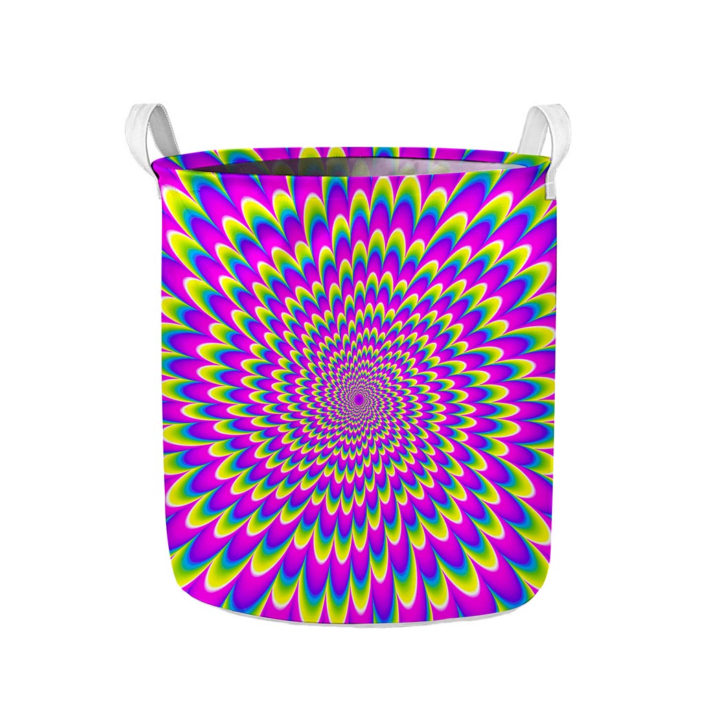 Green Wave Moving Optical Illusion Collapsible Laundry Basket
