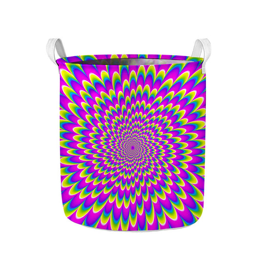 Green Wave Moving Optical Illusion Collapsible Laundry Basket