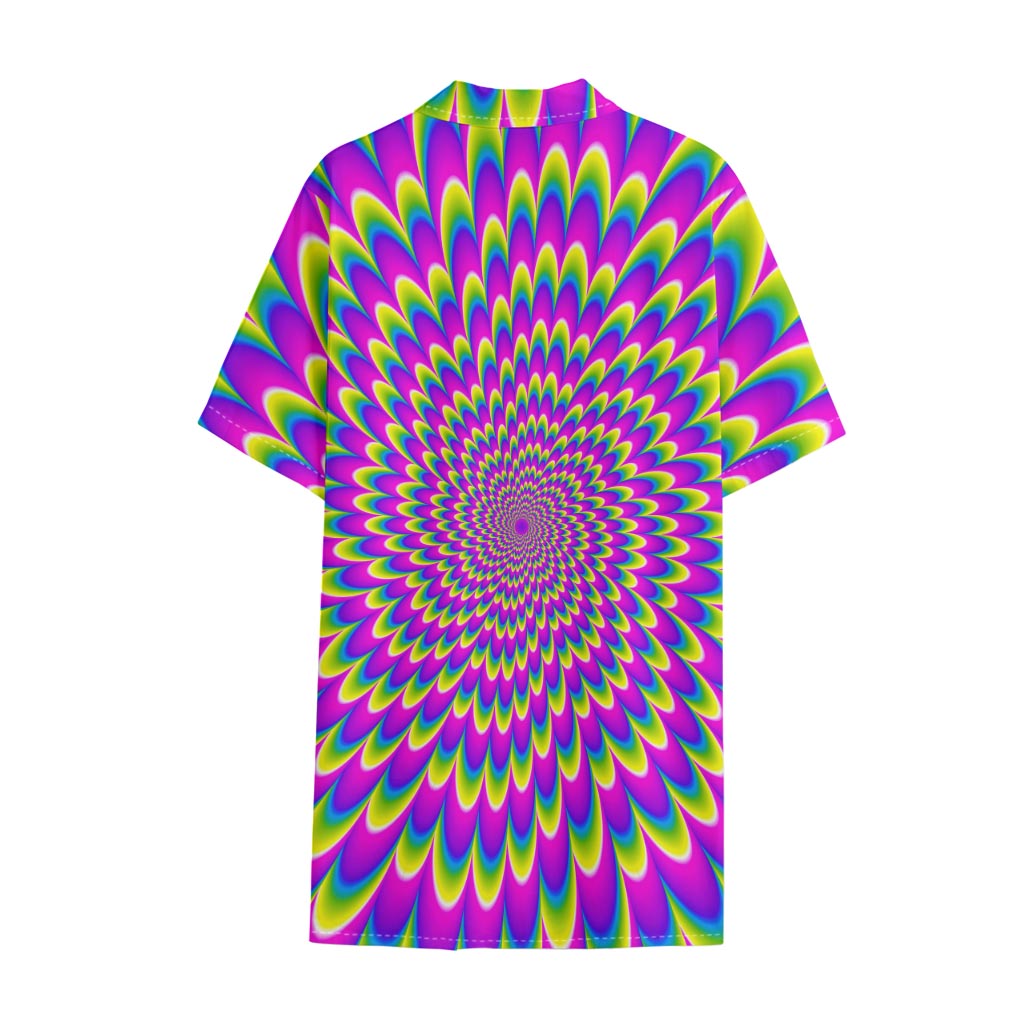 Green Wave Moving Optical Illusion Cotton Hawaiian Shirt