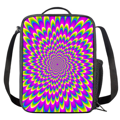 Green Wave Moving Optical Illusion Crossbody Lunch Bag
