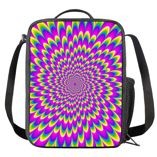 Green Wave Moving Optical Illusion Crossbody Lunch Bag