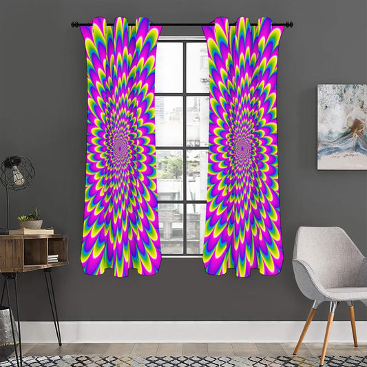 Green Wave Moving Optical Illusion Curtain