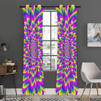 Green Wave Moving Optical Illusion Curtain