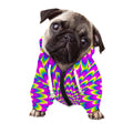 Green Wave Moving Optical Illusion Dog Zip Up Hoodie