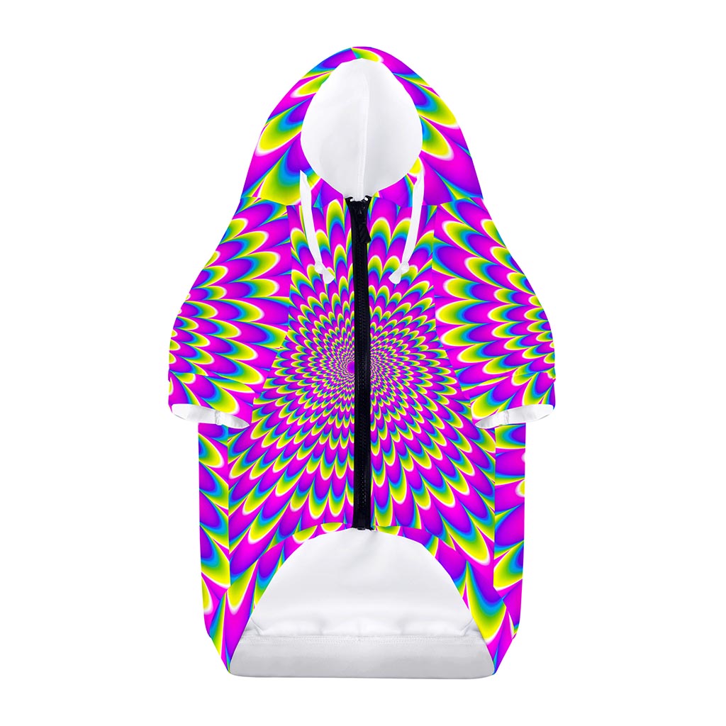Green Wave Moving Optical Illusion Dog Zip Up Hoodie
