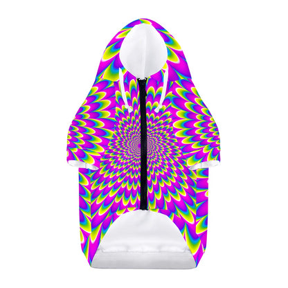 Green Wave Moving Optical Illusion Dog Zip Up Hoodie