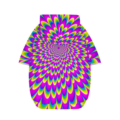 Green Wave Moving Optical Illusion Dog Zip Up Hoodie