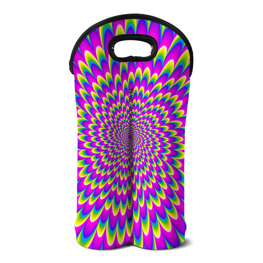 Green Wave Moving Optical Illusion Double Neoprene Wine Tote