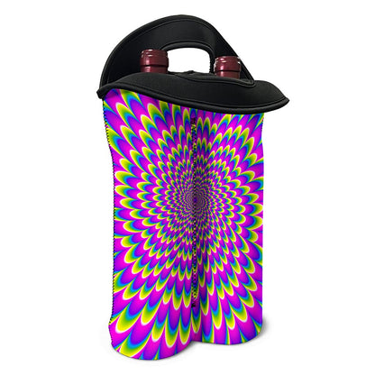Green Wave Moving Optical Illusion Double Neoprene Wine Tote