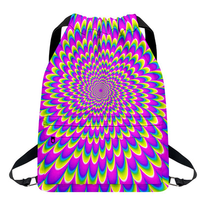 Green Wave Moving Optical Illusion Drawstring Backpack