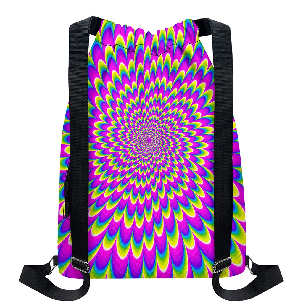 Green Wave Moving Optical Illusion Drawstring Backpack