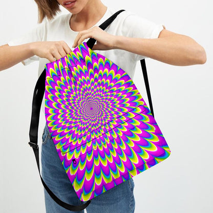 Green Wave Moving Optical Illusion Drawstring Backpack