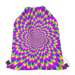 Green Wave Moving Optical Illusion Drawstring Bag