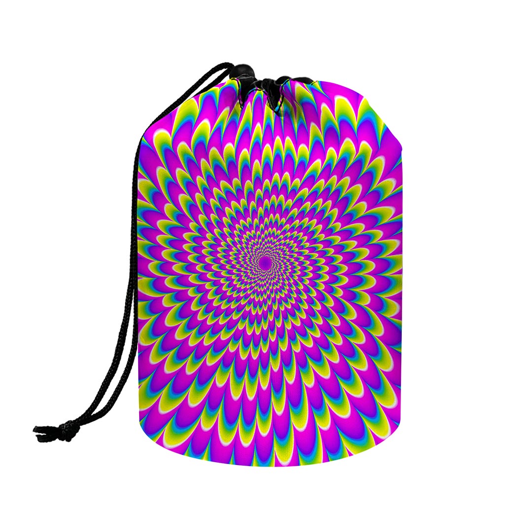 Green Wave Moving Optical Illusion Drawstring Makeup Bag