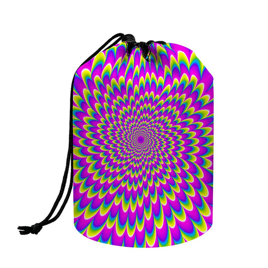 Green Wave Moving Optical Illusion Drawstring Makeup Bag