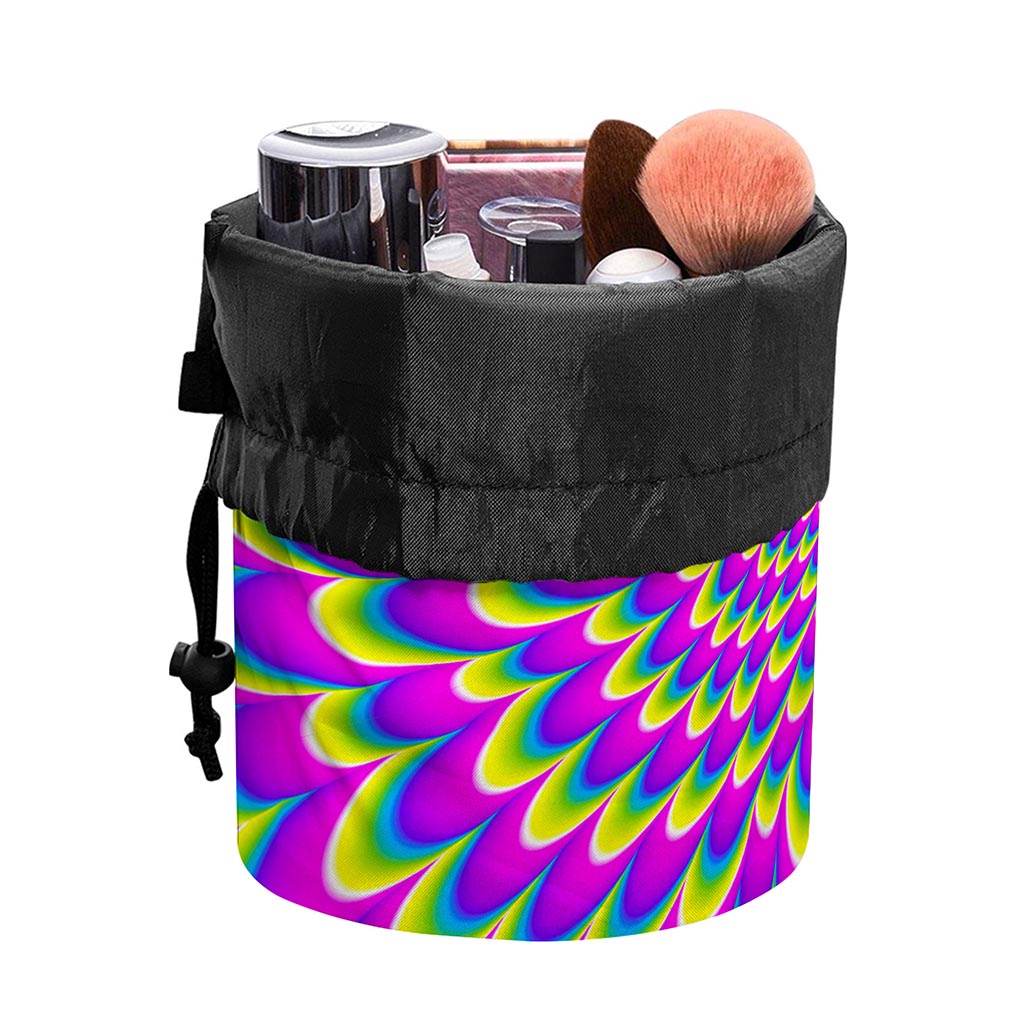Green Wave Moving Optical Illusion Drawstring Makeup Bag