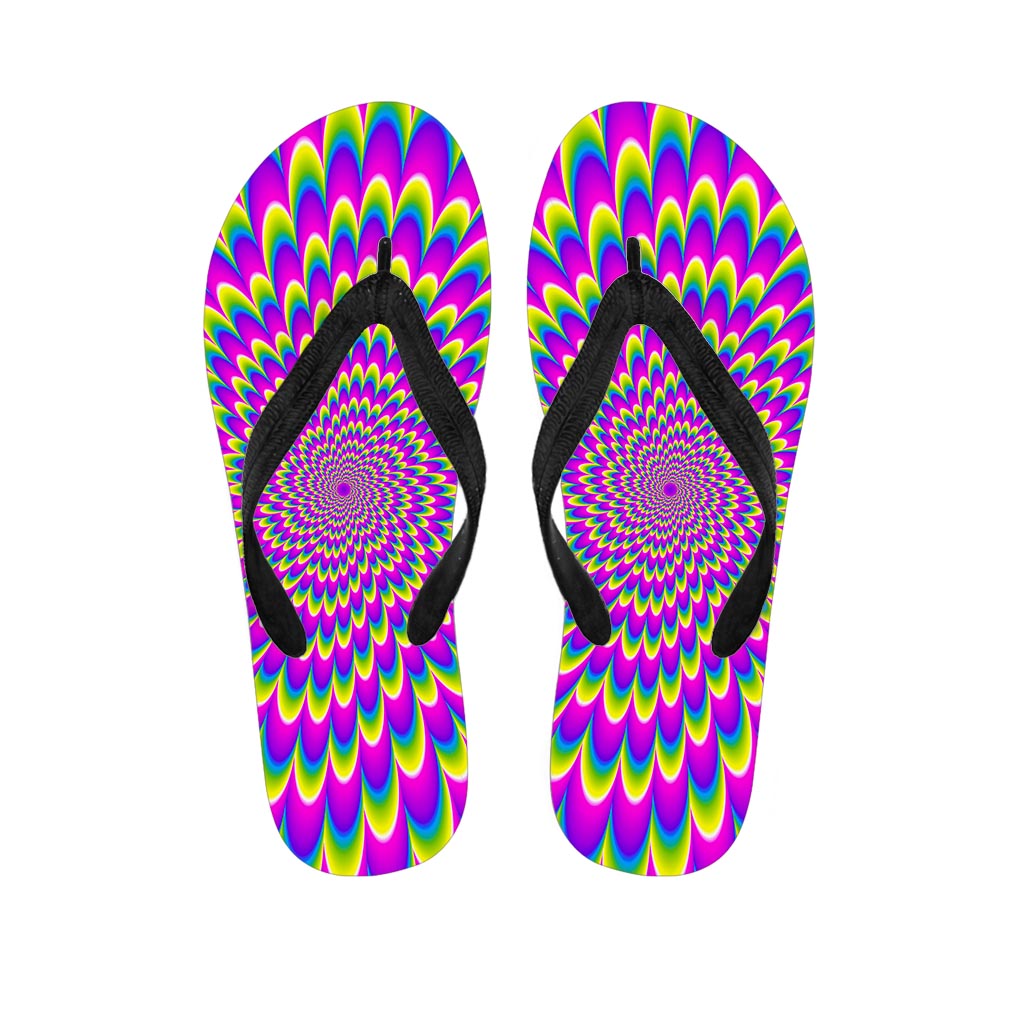 Green Wave Moving Optical Illusion Flip Flops