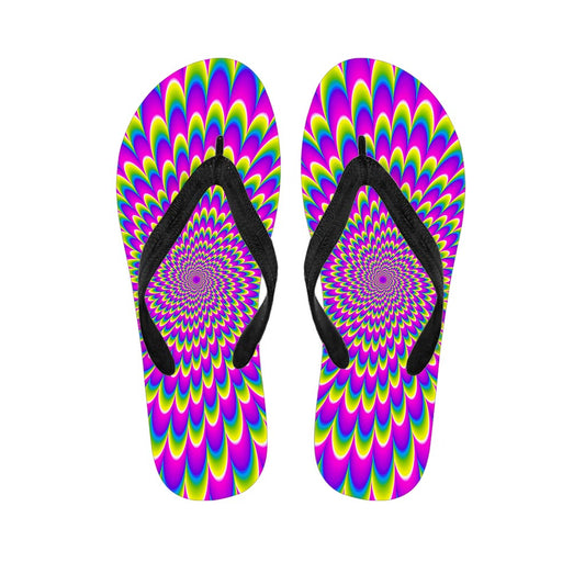 Green Wave Moving Optical Illusion Flip Flops