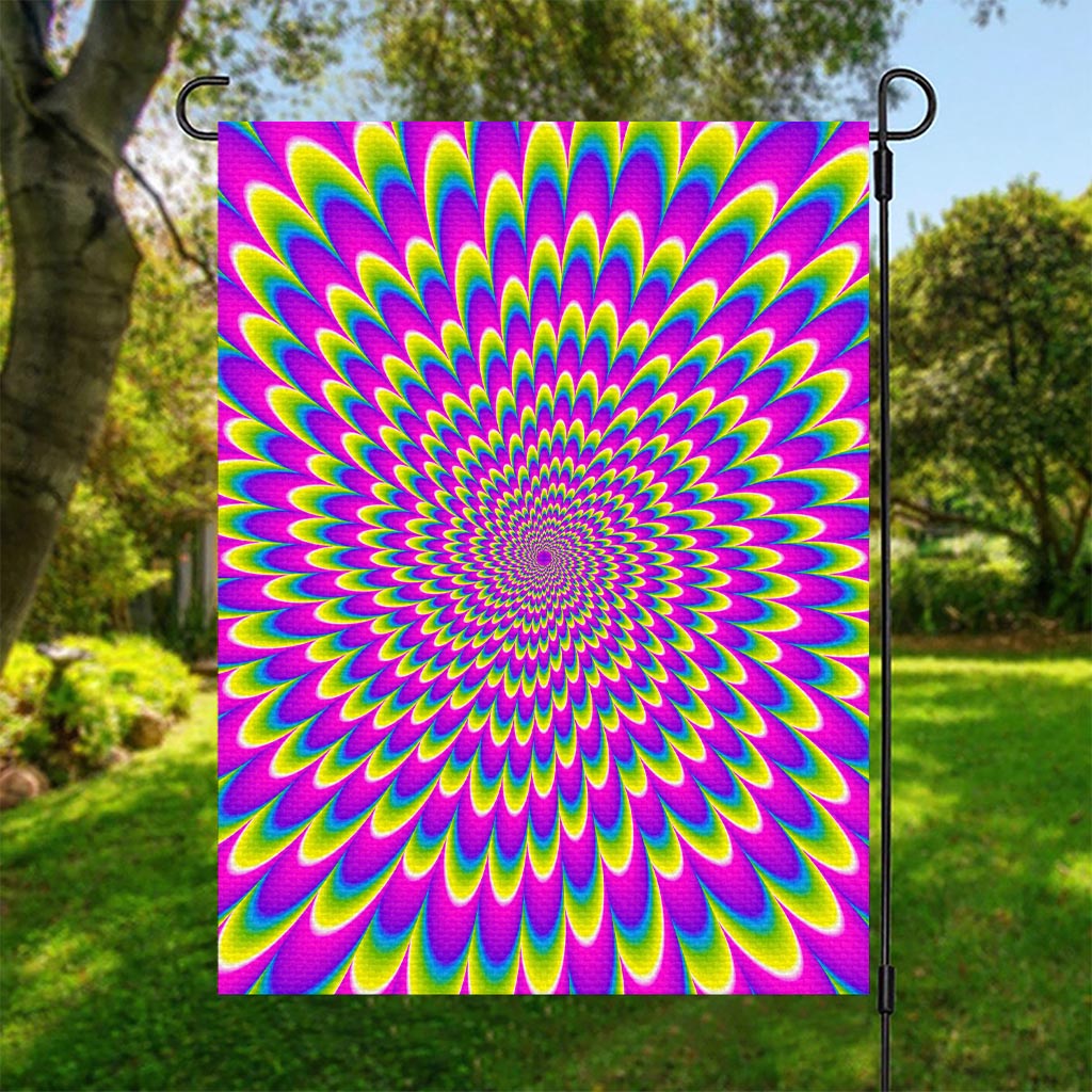 Green Wave Moving Optical Illusion Garden Flag